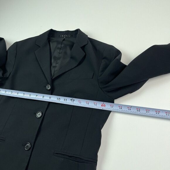 Theory Wool Blend Classic Blazer 8 Black Jacket Academia Business Office Preppy - Picture 6 of 13